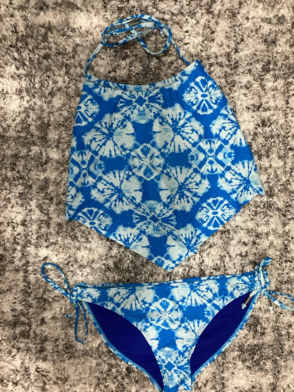 Blue Tie-Dye Two-Piece Swim Set